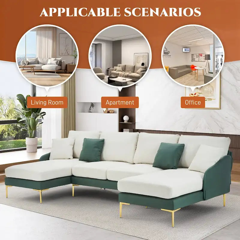 Ouyessir U-förmiges 4-Sitzer-Ecksofa mit doppelter Chaiselongue