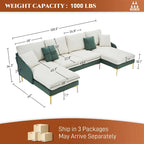 Ouyessir U-förmiges 4-Sitzer-Ecksofa mit doppelter Chaiselongue