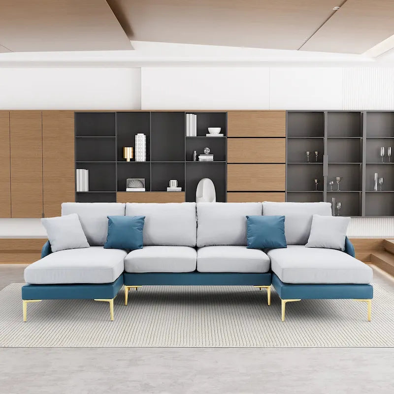 Ouyessir U-förmiges 4-Sitzer-Ecksofa mit doppelter Chaiselongue