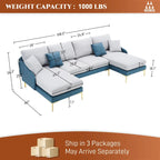 Ouyessir U-förmiges 4-Sitzer-Ecksofa mit doppelter Chaiselongue