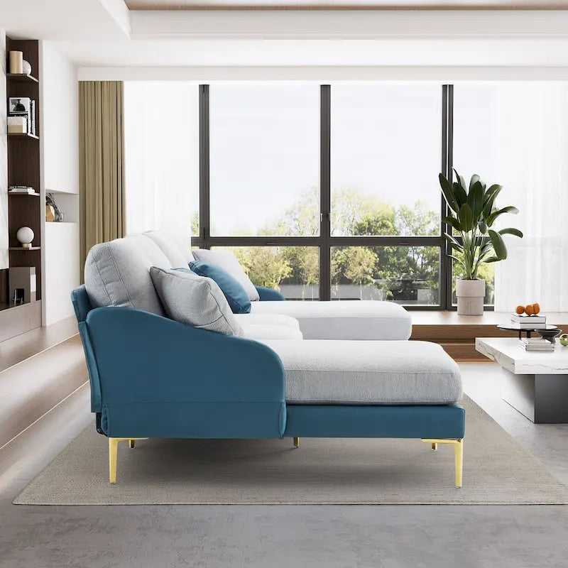 Ouyessir U-förmiges 4-Sitzer-Ecksofa mit doppelter Chaiselongue