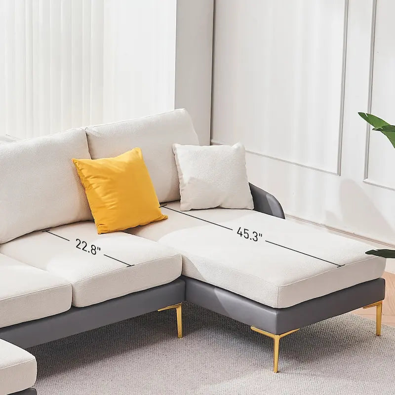 Ouyessir U-förmiges 4-Sitzer-Ecksofa mit doppelter Chaiselongue