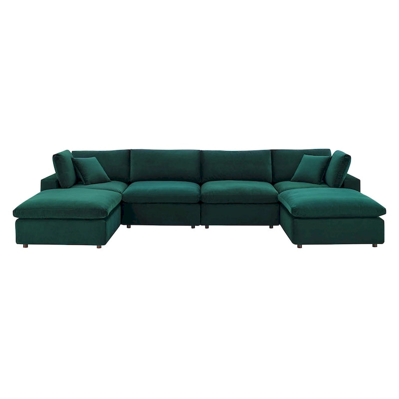 Commix Down-Gefülltes, überdimensioniertes Samt 6-teiliges Sektionssofa