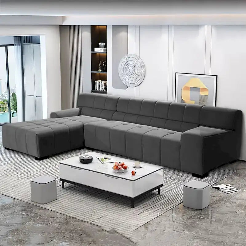 Williamspace Modern Glam Großes Polstersofa Ecksofa L-Form mit Chaiselongue Wohnzimmer
