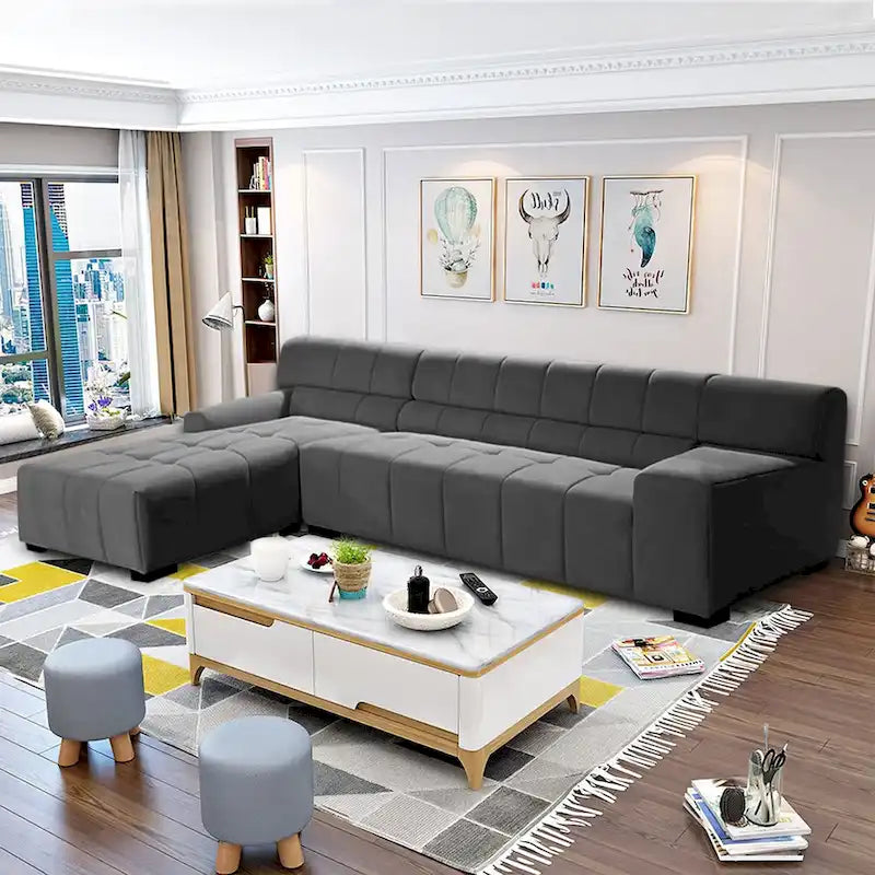 Williamspace Modern Glam Großes Polstersofa Ecksofa L-Form mit Chaiselongue Wohnzimmer