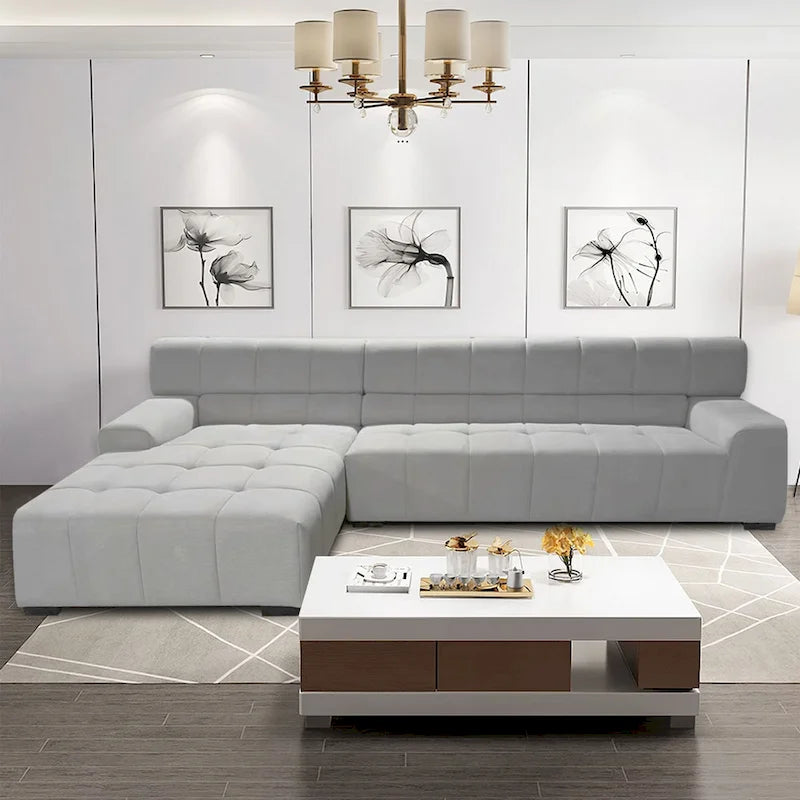 Williamspace Modern Glam Großes Polstersofa Ecksofa L-Form mit Chaiselongue Wohnzimmer
