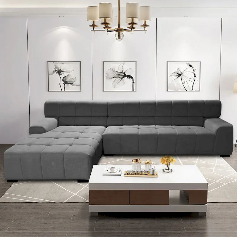 Williamspace Modern Glam Großes Polstersofa Ecksofa L-Form mit Chaiselongue Wohnzimmer