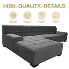 Williamspace Modern Glam Großes Polstersofa Ecksofa L-Form mit Chaiselongue Wohnzimmer
