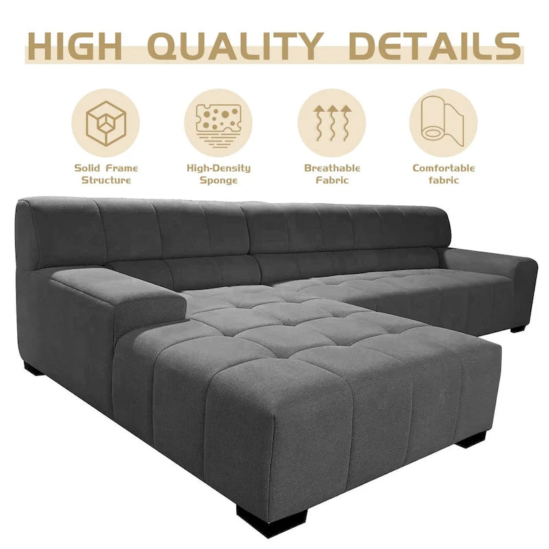 Williamspace Modern Glam Großes Polstersofa Ecksofa L-Form mit Chaiselongue Wohnzimmer