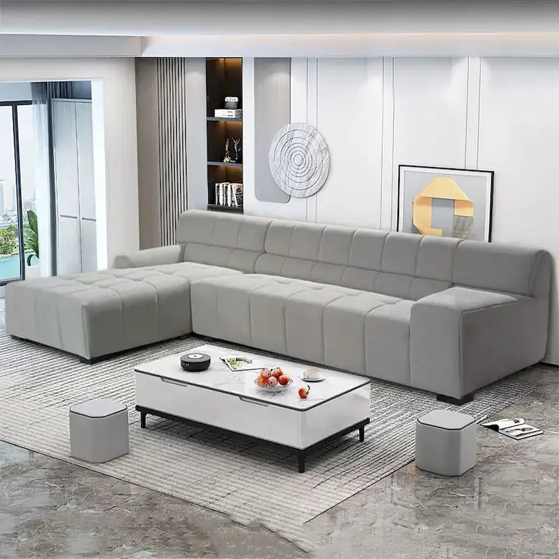 Williamspace Modern Glam Großes Polstersofa Ecksofa L-Form mit Chaiselongue Wohnzimmer