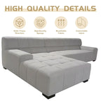 Williamspace Modern Glam Großes Polstersofa Ecksofa L-Form mit Chaiselongue Wohnzimmer