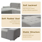 Williamspace Modern Glam Großes Polstersofa Ecksofa L-Form mit Chaiselongue Wohnzimmer