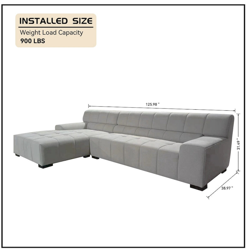Williamspace Modern Glam Großes Polstersofa Ecksofa L-Form mit Chaiselongue Wohnzimmer