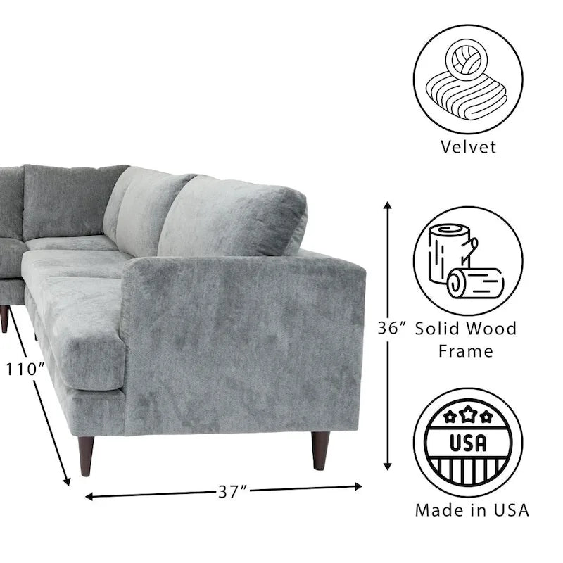 Coast to Coast Sofas Modernes L-förmiges Ecksofa Samt Massivholzrahmen Polsterung