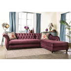 Gito Übergangs-Schnittsofa mit getufteter Rückenlehne und Samtbezug von Furniture of America