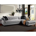 Gito Übergangs-Schnittsofa mit getufteter Rückenlehne und Samtbezug von Furniture of America