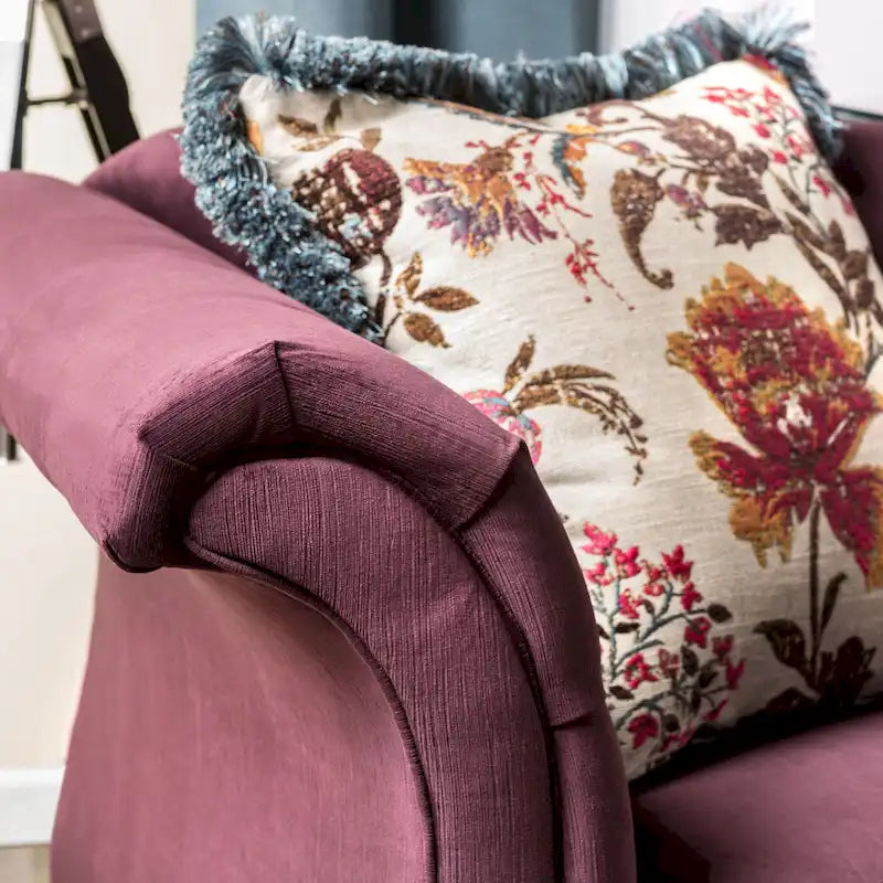 Gito Übergangs-Schnittsofa mit getufteter Rückenlehne und Samtbezug von Furniture of America