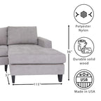 Coast to Coast Sofas Modernes L-förmiges Ecksofa Polyester Nylon Massivholzgestell Polsterung