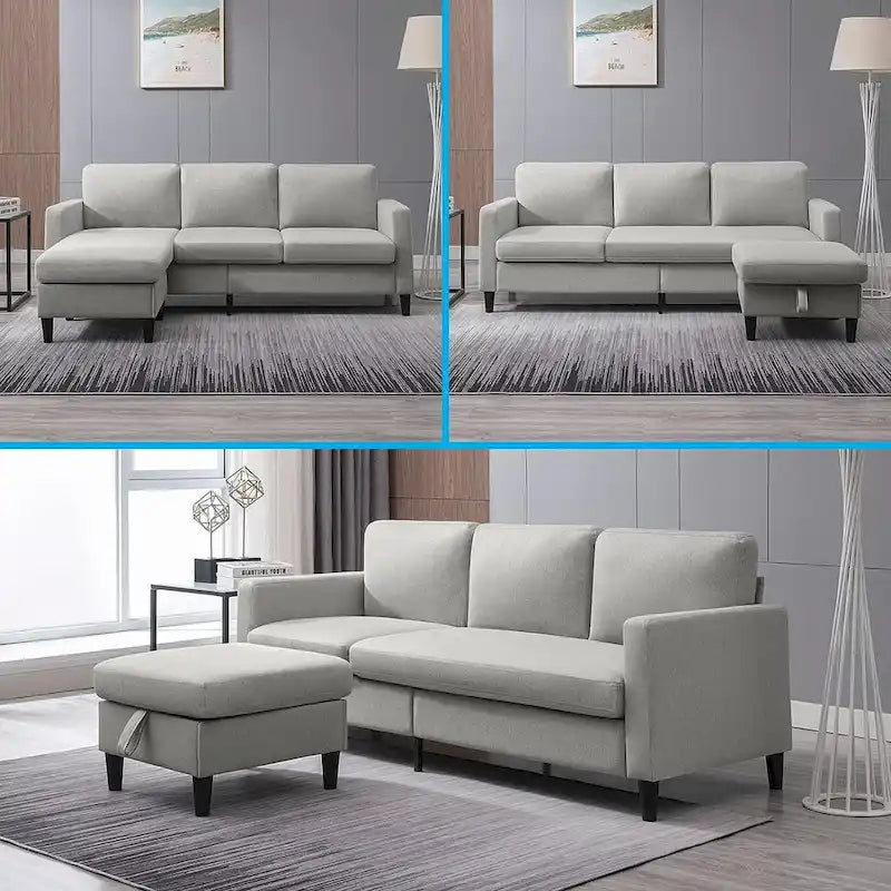 Mixoy Cabrio Schlafsofa mit Stauraum-Ottomane, umbaubare Récamiere