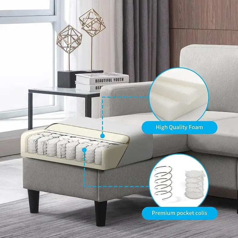 Mixoy Cabrio Schlafsofa mit Stauraum-Ottomane, umbaubare Récamiere