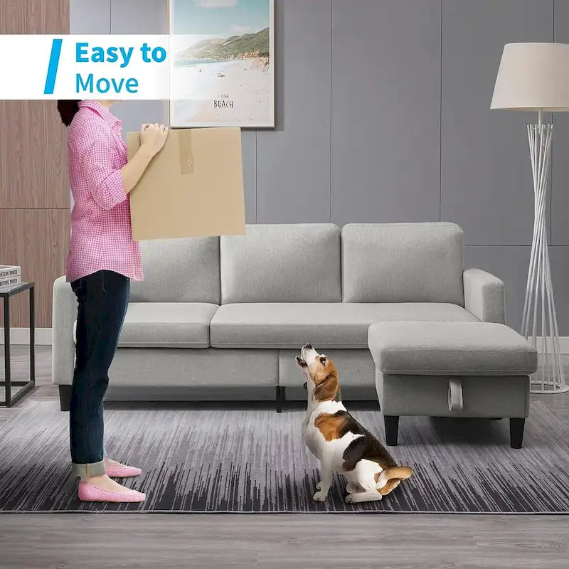 Mixoy Cabrio Schlafsofa mit Stauraum-Ottomane, umbaubare Récamiere