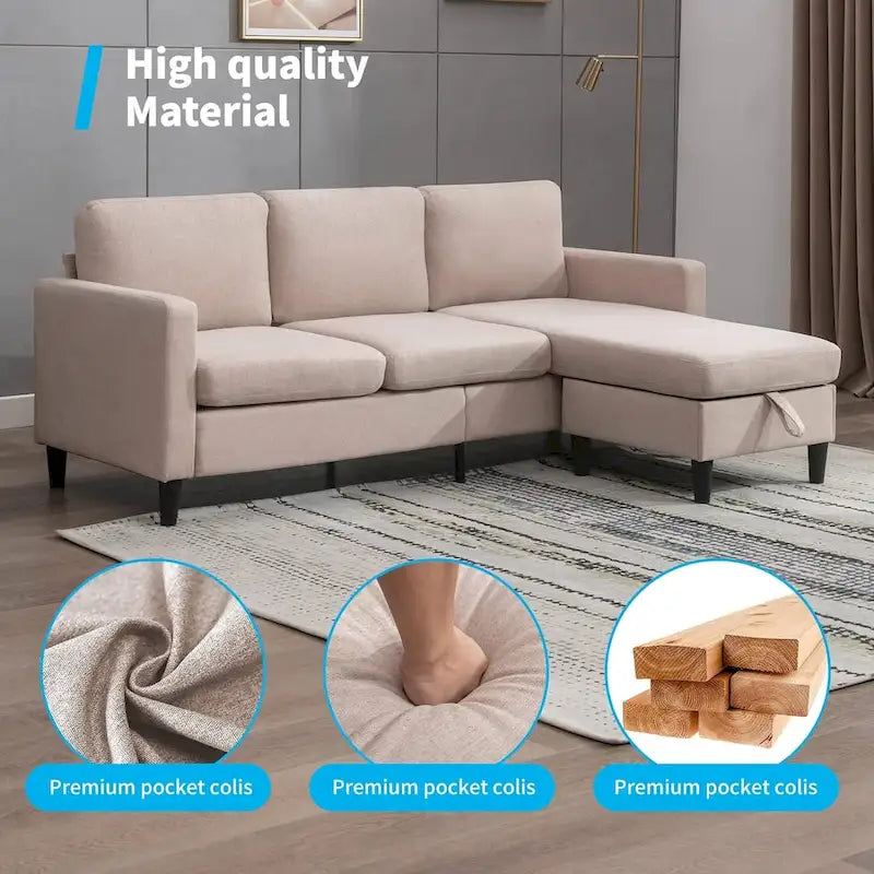 Mixoy Cabrio Schlafsofa mit Stauraum-Ottomane, umbaubare Récamiere