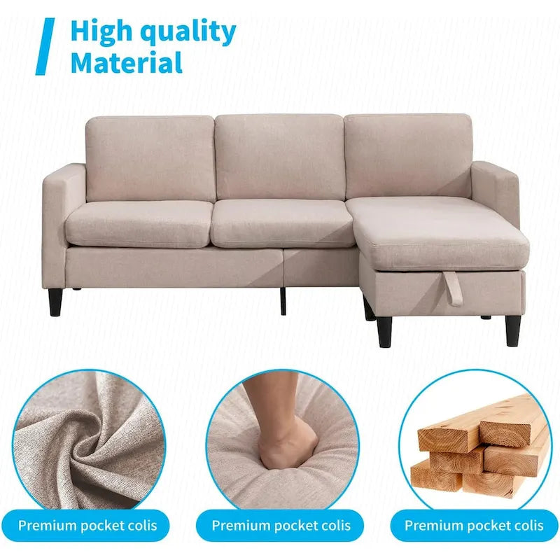 Mixoy Cabrio Schlafsofa mit Stauraum-Ottomane, umbaubare Récamiere