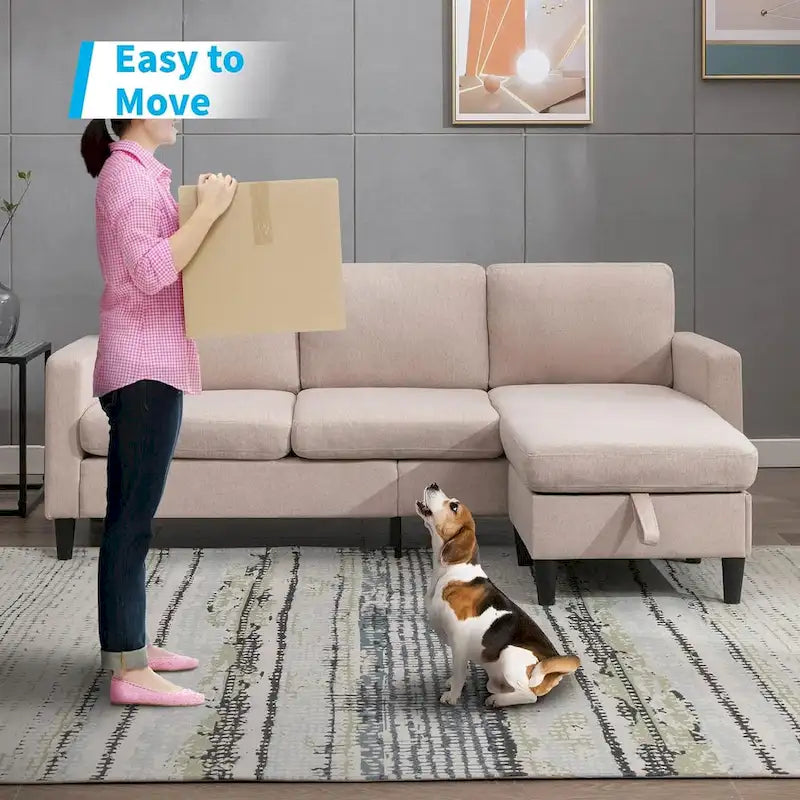 Mixoy Cabrio Schlafsofa mit Stauraum-Ottomane, umbaubare Récamiere