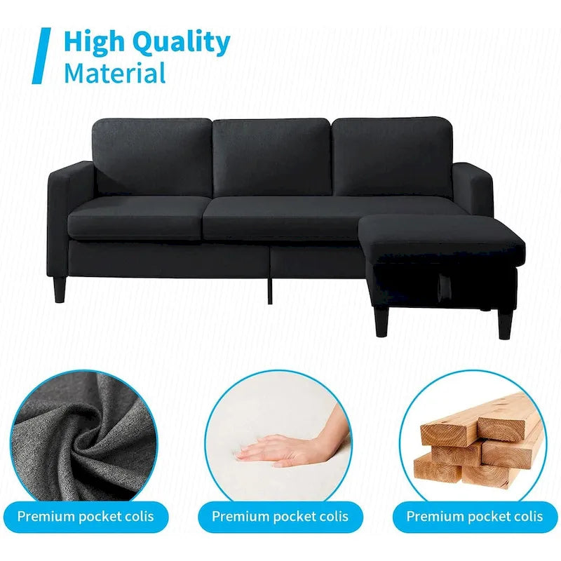 Mixoy Cabrio Schlafsofa mit Stauraum-Ottomane, umbaubare Récamiere