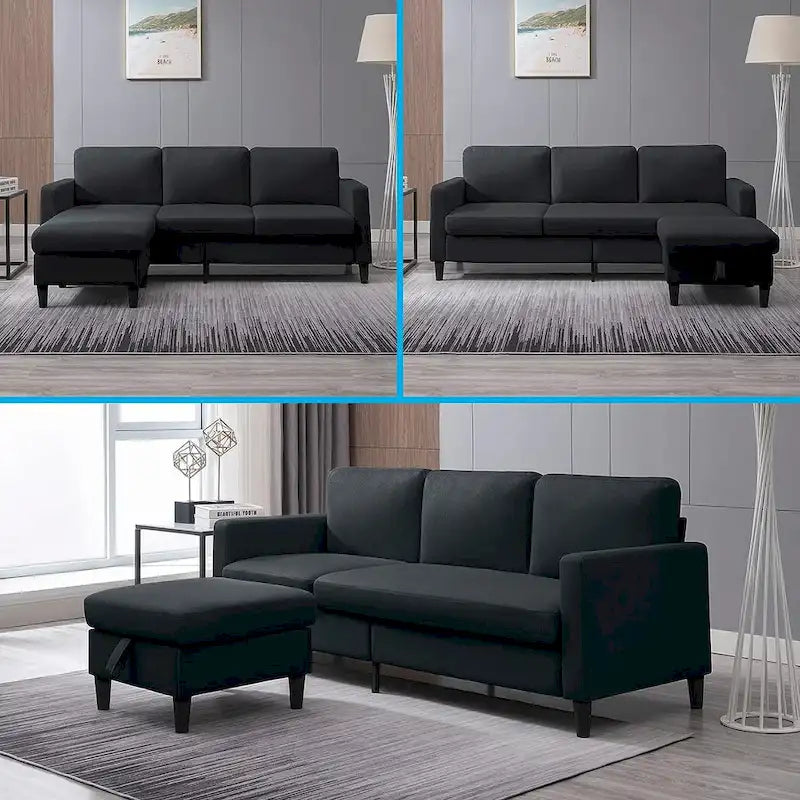 Mixoy Cabrio Schlafsofa mit Stauraum-Ottomane, umbaubare Récamiere