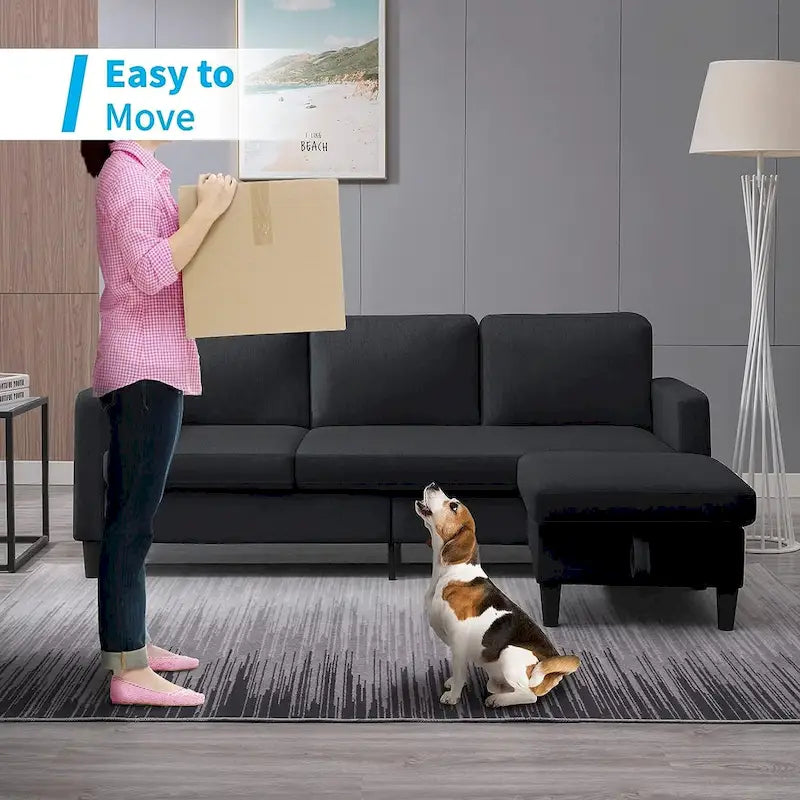 Mixoy Cabrio Schlafsofa mit Stauraum-Ottomane, umbaubare Récamiere