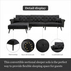 Aukfa Samt-Schlafsofa mit Ottomane – 114,5 B