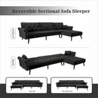 Aukfa Samt-Schlafsofa mit Ottomane – 114,5 B