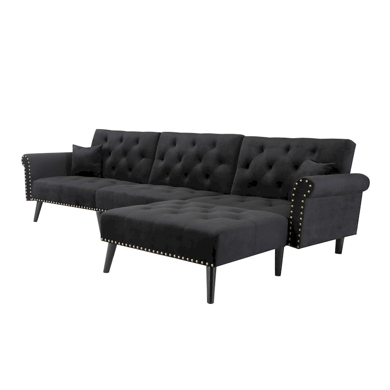 Aukfa Samt-Schlafsofa mit Ottomane – 114,5 B
