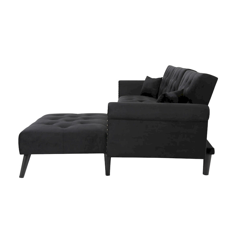 Aukfa Samt-Schlafsofa mit Ottomane – 114,5 B