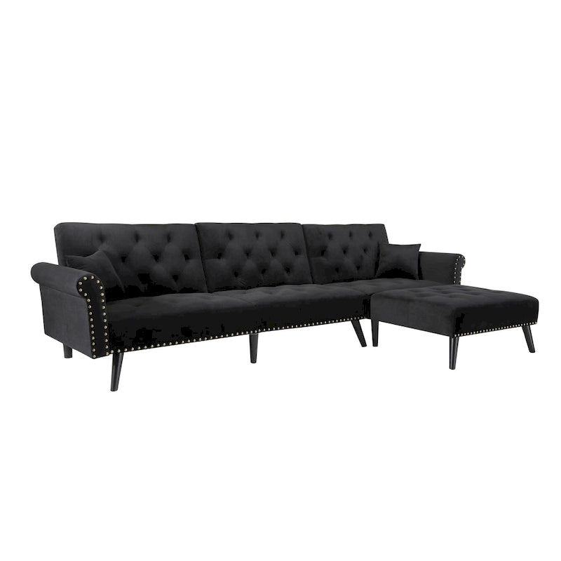 Aukfa Samt-Schlafsofa mit Ottomane – 114,5 B