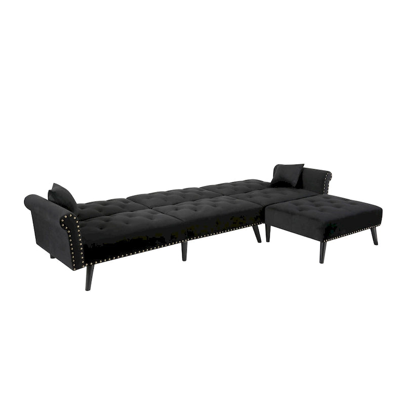 Aukfa Samt-Schlafsofa mit Ottomane – 114,5 B