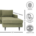 Coast to Coast Sofas Modernes L-förmiges Ecksofa Polyestergewebe Massivholzrahmen gepolstert