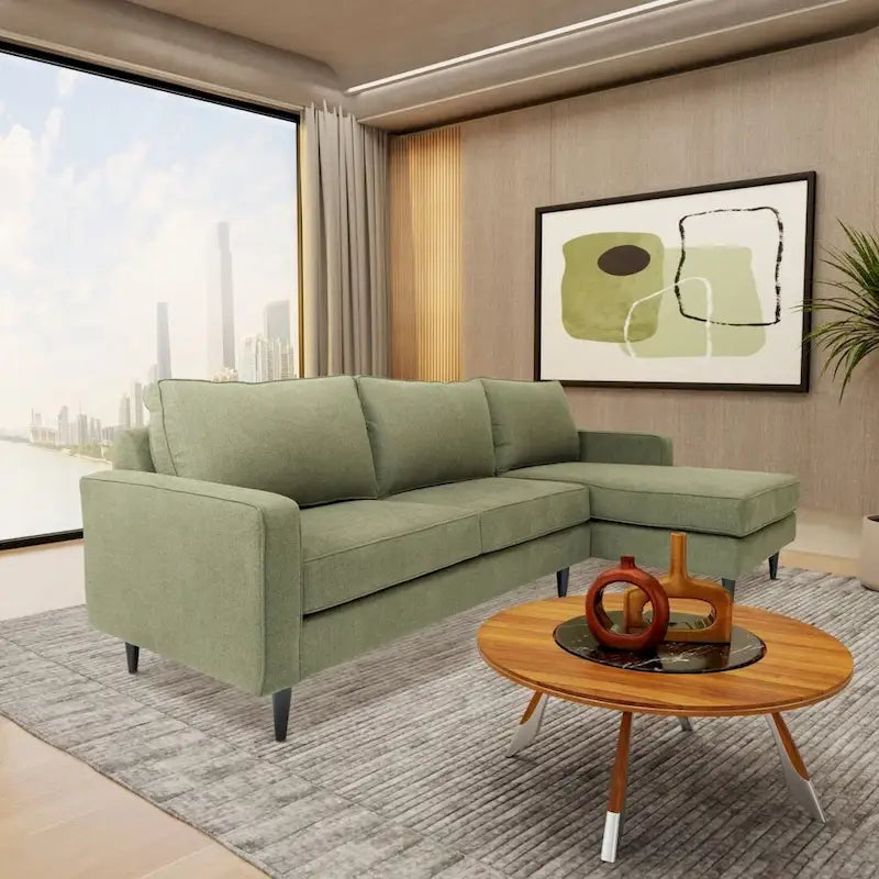 Coast to Coast Sofas Modernes L-förmiges Ecksofa Polyestergewebe Massivholzrahmen gepolstert