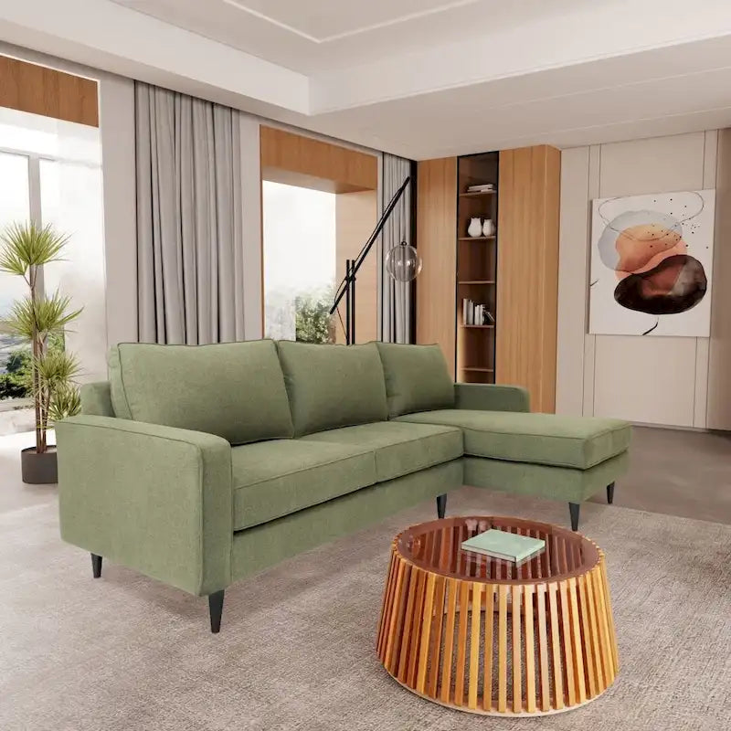 Coast to Coast Sofas Modernes L-förmiges Ecksofa Polyestergewebe Massivholzrahmen gepolstert