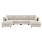 Modulares U-förmiges verstellbares Ecksofa mit umkehrbaren Recamièren und Stausitzen
