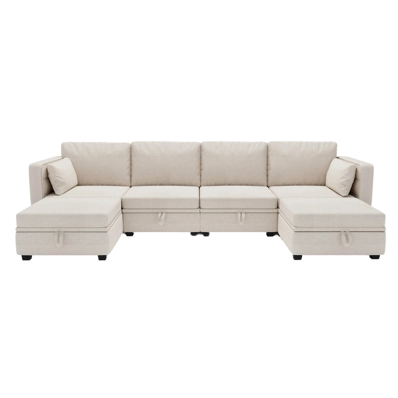 Modulares U-förmiges verstellbares Ecksofa mit umkehrbaren Recamièren und Stausitzen