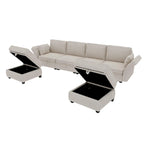 Modulares U-förmiges verstellbares Ecksofa mit umkehrbaren Recamièren und Stausitzen