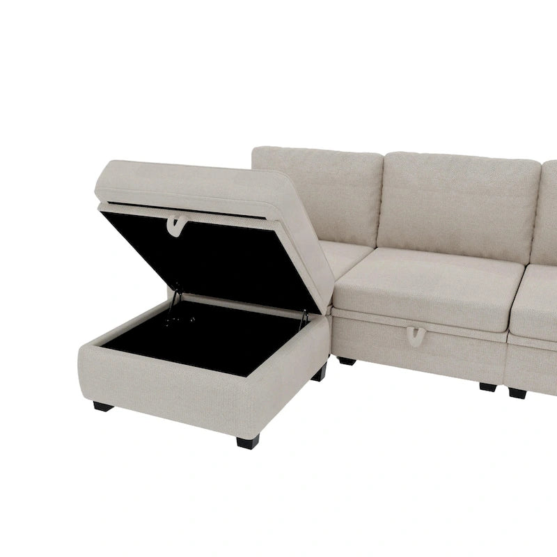 Modulares U-förmiges verstellbares Ecksofa mit umkehrbaren Recamièren und Stausitzen