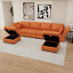 Modulares U-förmiges verstellbares Ecksofa mit umkehrbaren Recamièren und Stausitzen