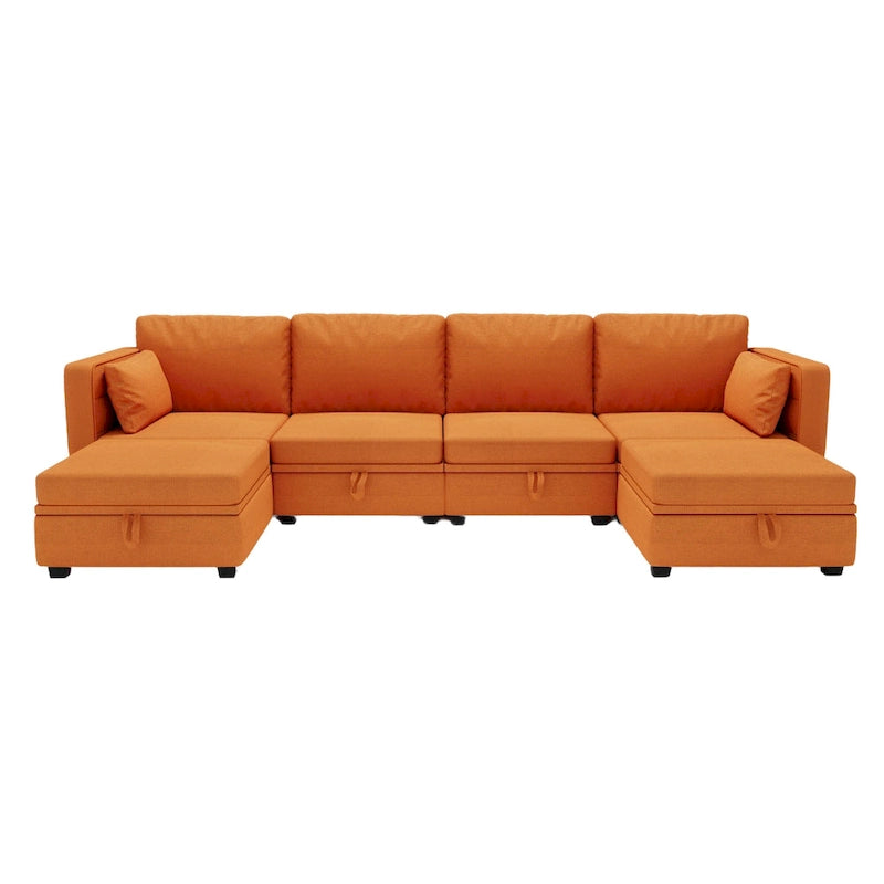 Modulares U-förmiges verstellbares Ecksofa mit umkehrbaren Recamièren und Stausitzen