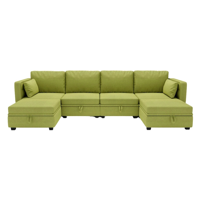 Modulares U-förmiges verstellbares Ecksofa mit umkehrbaren Recamièren und Stausitzen