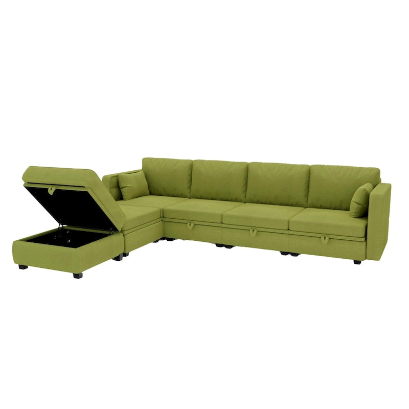 Modulares U-förmiges verstellbares Ecksofa mit umkehrbaren Recamièren und Stausitzen
