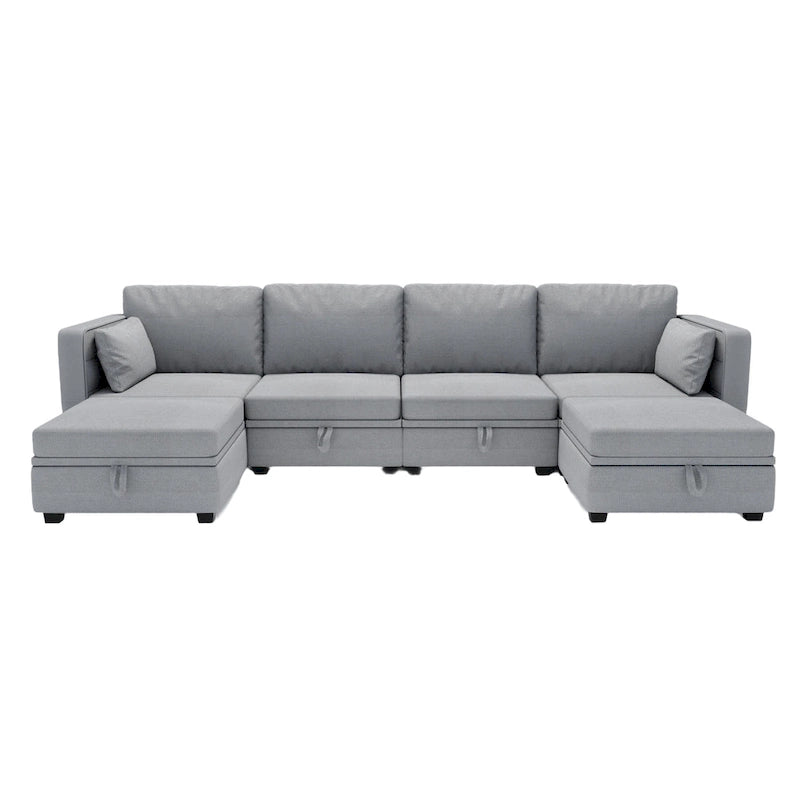 Modulares U-förmiges verstellbares Ecksofa mit umkehrbaren Recamièren und Stausitzen