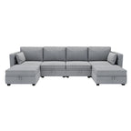 Modulares U-förmiges verstellbares Ecksofa mit umkehrbaren Recamièren und Stausitzen